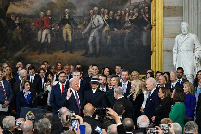 Donald Trump is sworn in as the 47th US President in the US Capitol Rotunda in Washington, DC, on January 20, 2025.