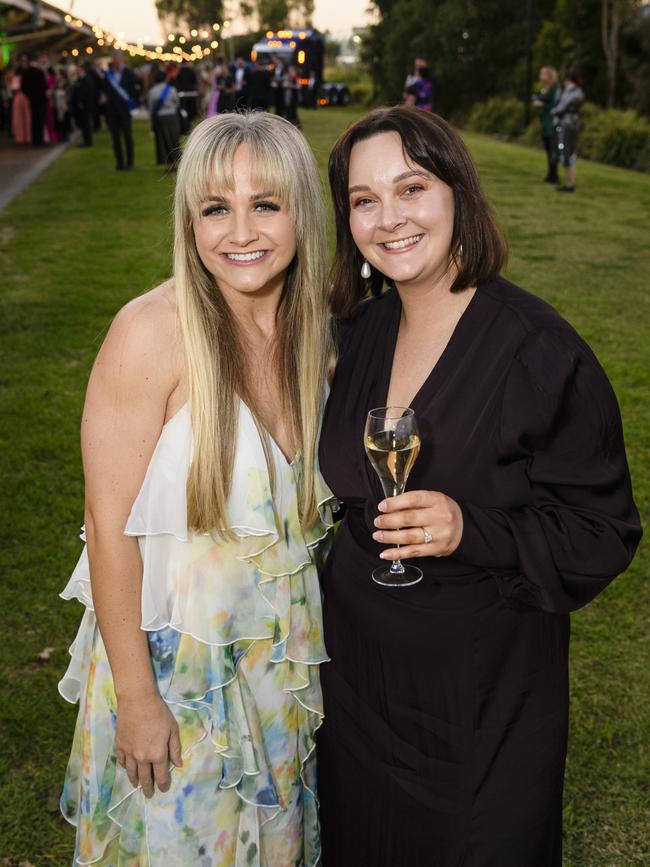 LifeFlight staff Natalie Baker (left) and Jessica Thornton at the LifeFlight Toowoomba Gala at The Goods Shed, Saturday, May 24, 2025. Picture: Kevin Farmer