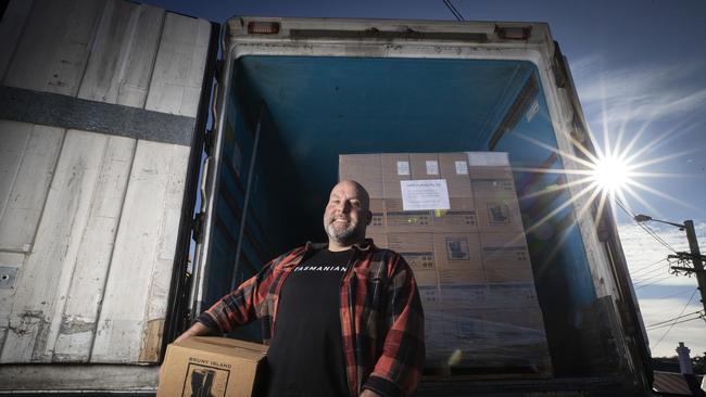 Nick Haddow from Bruny Island Cheese at his North Hobart shop. Picture Chris Kidd