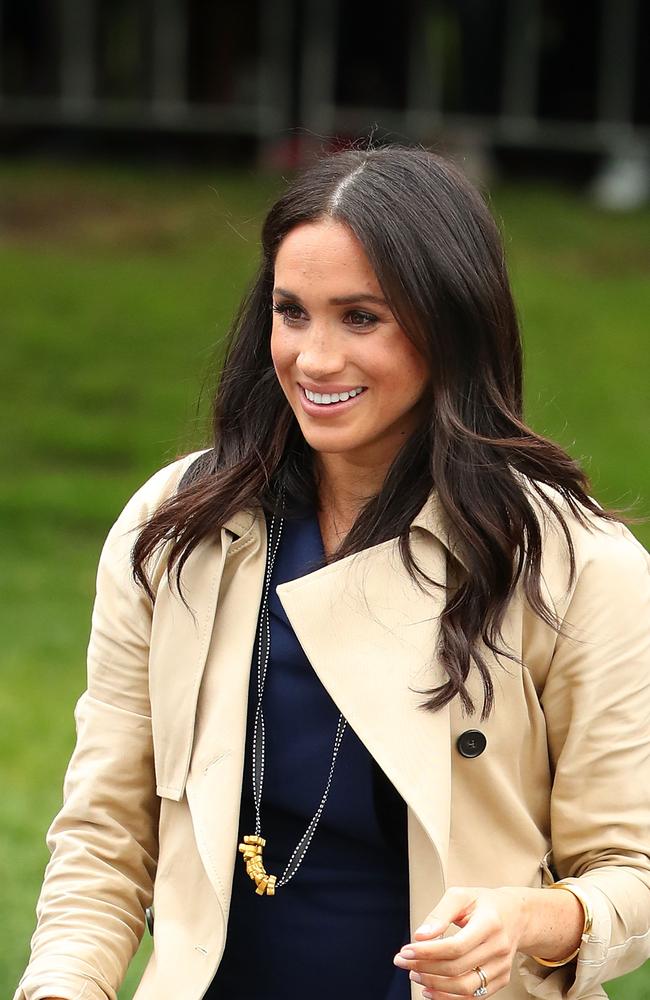 Success. Meghan wearing Gavin’s handmade necklace. Picture: Scott Barbour/Getty Images