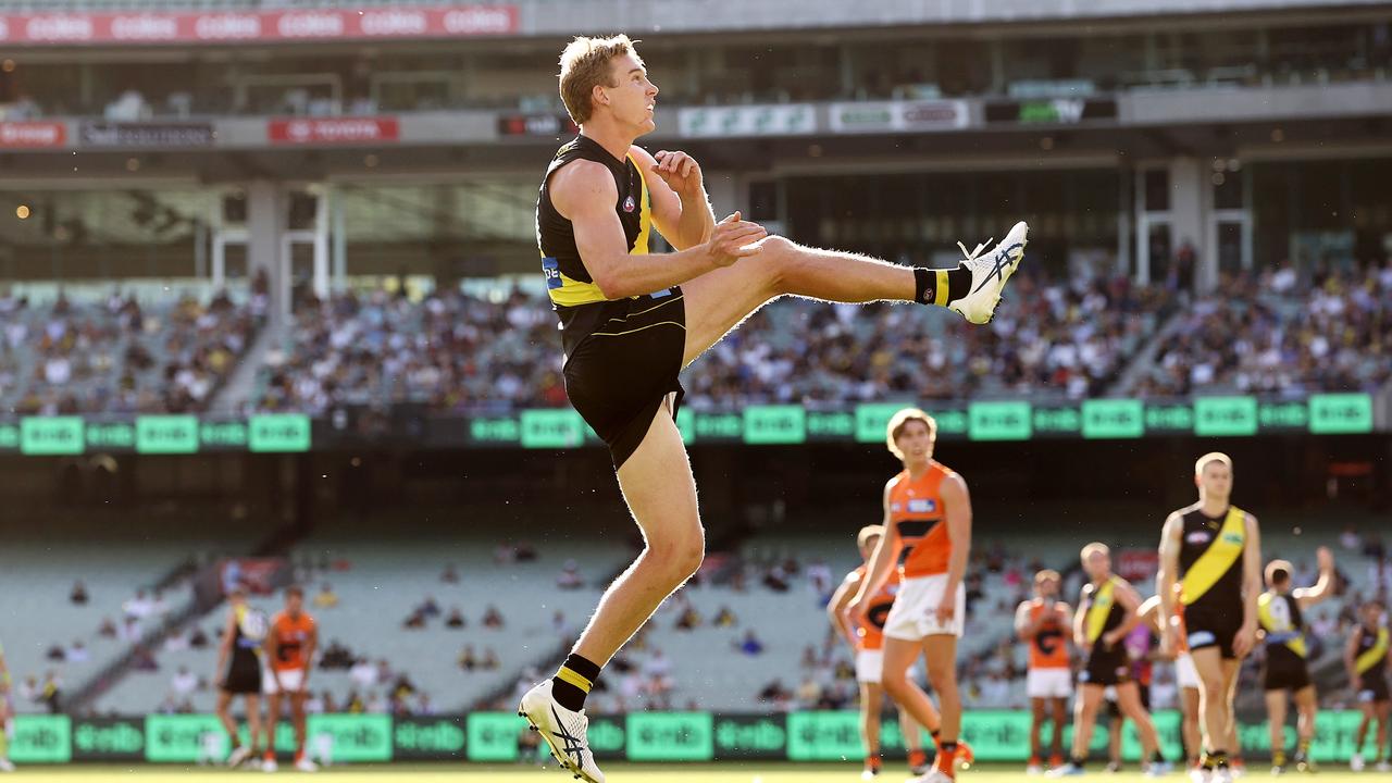 Richmond’s Tom Lynch has improved his goalkicking accuracy this season. Picture: Michael Klein
