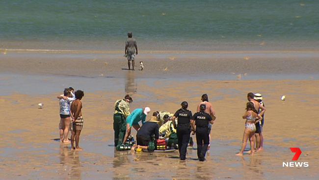 Police and paramedics at the scene at Grange this morning. Picture: 7NEWS