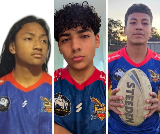 Rosetti Matualoto, Axel Van Schellebeck and Ezekiel Stanley-Ligaiviu of St Johns Eagles