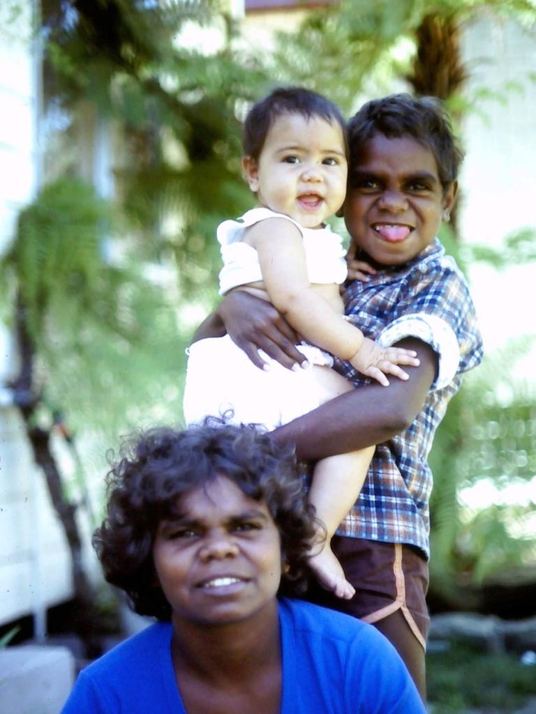 A young Jacinta Price with her mother Bess and brother Linawu, who tragically died of leukaemia. Picture: Supplied/ Jacinta Nampijinpa Price