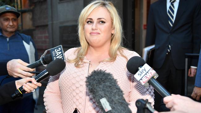 Rebel Wilson outside the Supreme Court during her defamation trial against Bauer Media. Picture: Jake Nowakowski