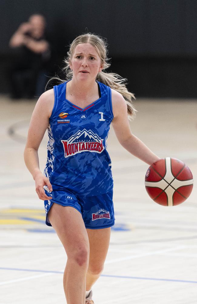 Millie Natalier of Toowoomba Mountaineers against Moreton Bay Suns in SQJBC U18 Women round 3 basketball at Toowoomba Grammar School, Sunday, October 20, 2024. Picture: Kevin Farmer