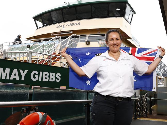 EMBARGOED FOR THE WEEKEND TELEGRAPHS, JANUARY 23, 2025, PLEASE CONTACT WEEKEND PIC EDITOR TIM HUNTER BEFORE PUBLISHING.Sydney Ferry Captain Julie Maley who will be taking part in the Ferrython on Australia Day for the first time piloting the ferry May Gibbs. Picture: Jonathan Ng