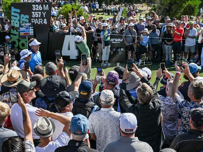 Cameron Smith of Australia plays a shot on the first day of the 2023 LIV Golf tournament in Adelaide on April 21, 2023. (Photo by Brenton Edwards / AFP) / -- IMAGE RESTRICTED TO EDITORIAL USE - STRICTLY NO COMMERCIAL USE --