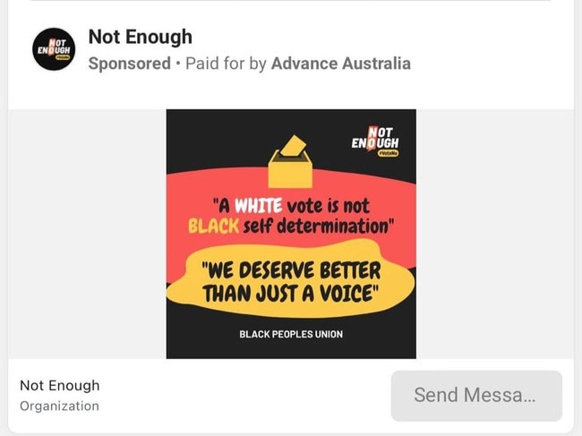 An examples of anti-Voice material produced by the advocacy group Advance.