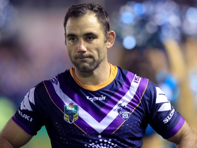 SYDNEY, AUSTRALIA - MARCH 30:  Cameron Smith of the Storm looks on after the round four NRL match between the Cronulla Sharks and the Melbourne Storm at Southern Cross Group Stadium on March 30, 2018 in Sydney, Australia.  (Photo by Mark Evans/Getty Images)