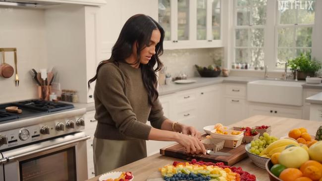 In one episode, Meghan chops fruit. Picture: Netflix