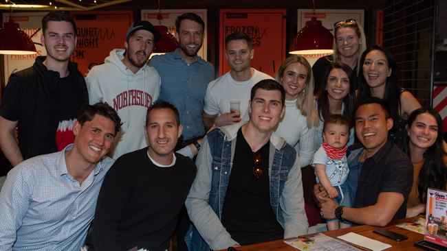 Cox celebrates thanksgiving with friends at TGI Fridays Melbourne Central. Picture: Jason Edwards