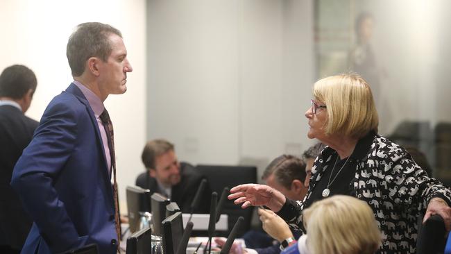 Special budget meeting at Gold Coast City Council chambers. Photo of CEO Dale Dickson and Cr Dawn Crichlow, now retired. Pic by Richard Gosling