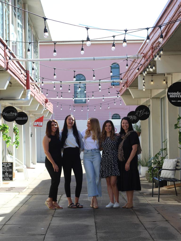 Ladies of the Laneway: Amanda Gear (Amanda Gear Makeup and Brow Artistry), Alexa Young (Wonderland Movement), Lennee Graham (St Blonde), Stephanie Partridge (Stephanie Partridge Hairstylist), Jane Hart (Jane Hart Photography) all have their businesses in what's been dubbed The Laneway on Woongarra.