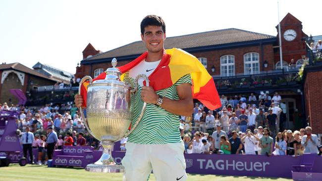 Carlos Alcaraz won at Queen’s, and he’s chasing his maiden Wimbledon title. (Photo by Luke Walker/Getty Images for LTA)