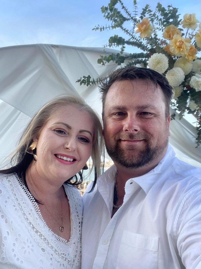 Julie 'Julez' Seed, 38, with her fiance Chris Smith. Picture: Supplied by Chris Smith