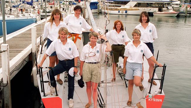 The all-female crew of Mortgage Choice prepare for the 1995 race.