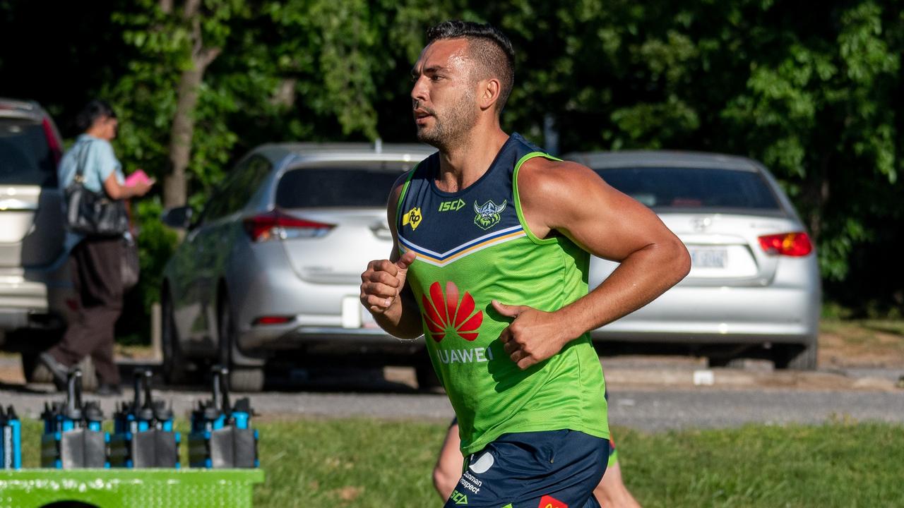 New Canberra Raiders recruit Ryan James at pre-season training