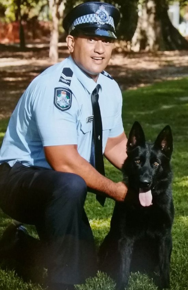 Police Dog Bravo with handler Senior Constable Joseph Alofipo. Picture Vondarcor.com