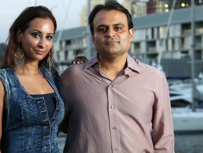 28/04/2016: Indian couple Pankaj and Radhika Oswal in Sydney. They have just returned to Australia to fight several major court battles - five years after they left abruptly amid financial trouble. Pic by James Croucher