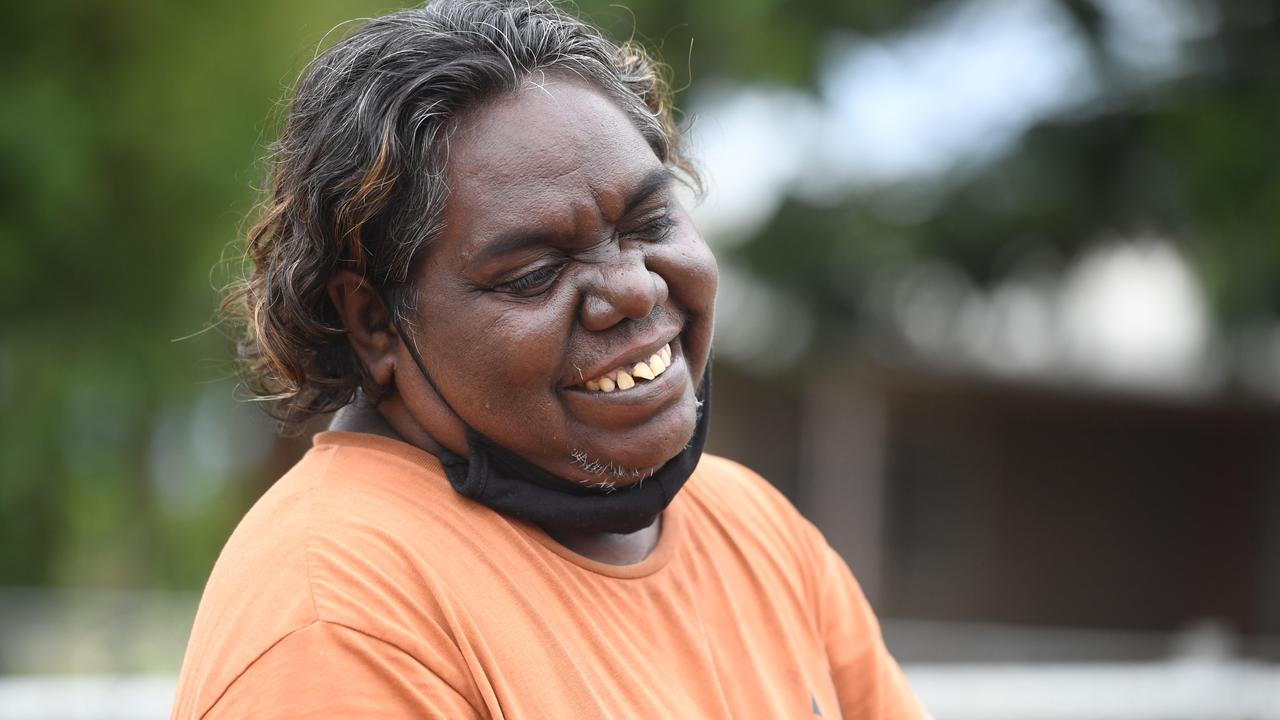 Rockhole residents take their first steps outside after a week long hard lockdown. Picture: Amanda Parkinson