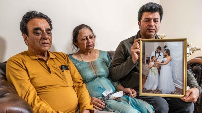 Pratibha Sharma's father Dilver Sharma, mother Urmila Sharma and brother Vikas Sharma are struggling to comprehend their tragic loss. Picture: Jake Nowakowski