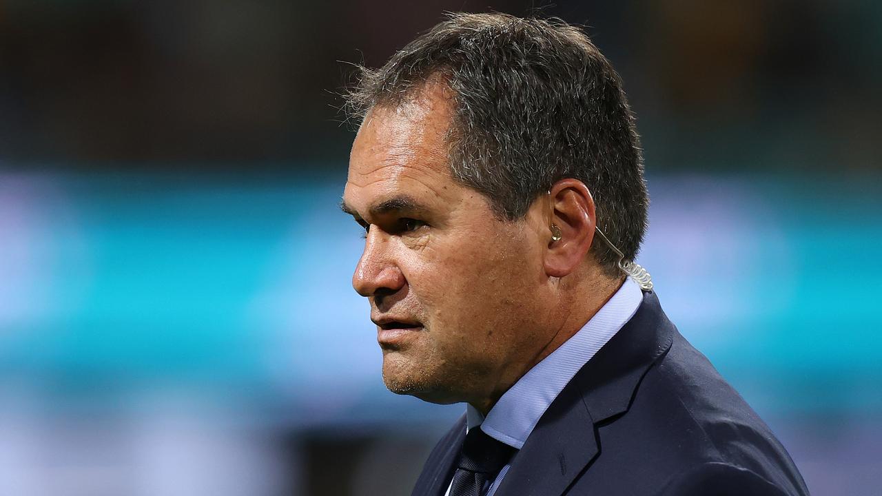 SYDNEY, AUSTRALIA - JULY 16: Wallabies coach Dave Rennie looks on before game three of the International Test match series between the Australia Wallabies and England at the Sydney Cricket Ground on July 16, 2022 in Sydney, Australia. (Photo by Cameron Spencer/Getty Images)