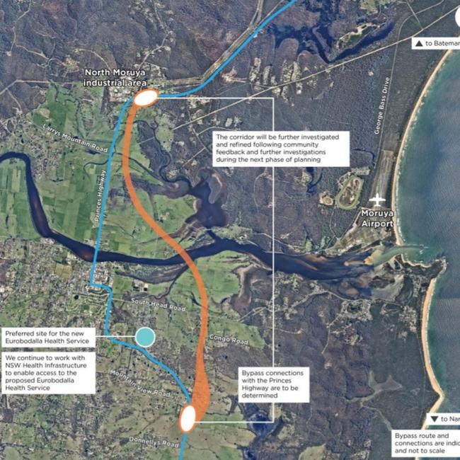 The chosen route for the bypass can be seen in orange. Picture: Transport NSW