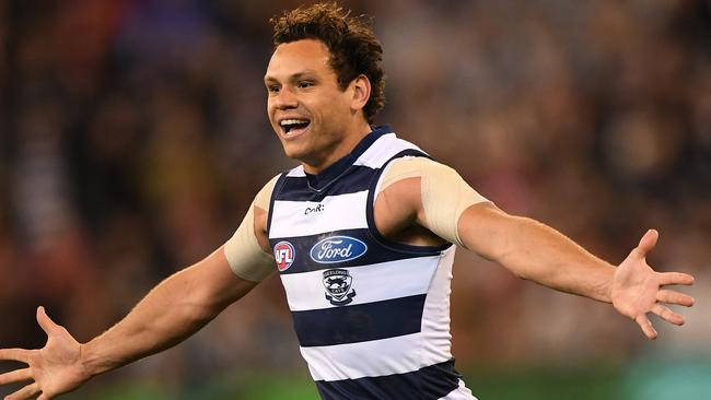 Geelong free-agent midfielder-forward Steven Motlop has joined Port Adelaide along with Brisbane midfielder Tom Rockliff in a successful strategic play by the Power. Picture: Julian Smith.