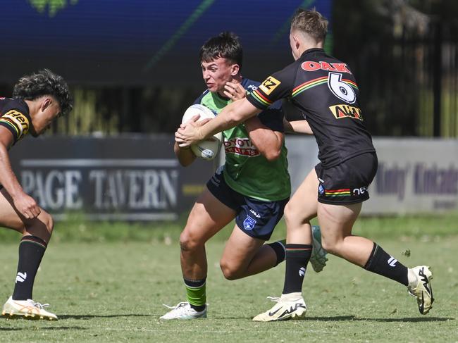 CANBERRA, AUSTRALIA, NewsWire Photos. MARCH 9, 2024: UNE SG Ball Cup - NSWRL Junior Reps Round Six Canberra Raiders vs Penrith Panthers at Raiders Belconnen in Canberra. Picture: NCA NewsWire / Martin Ollman