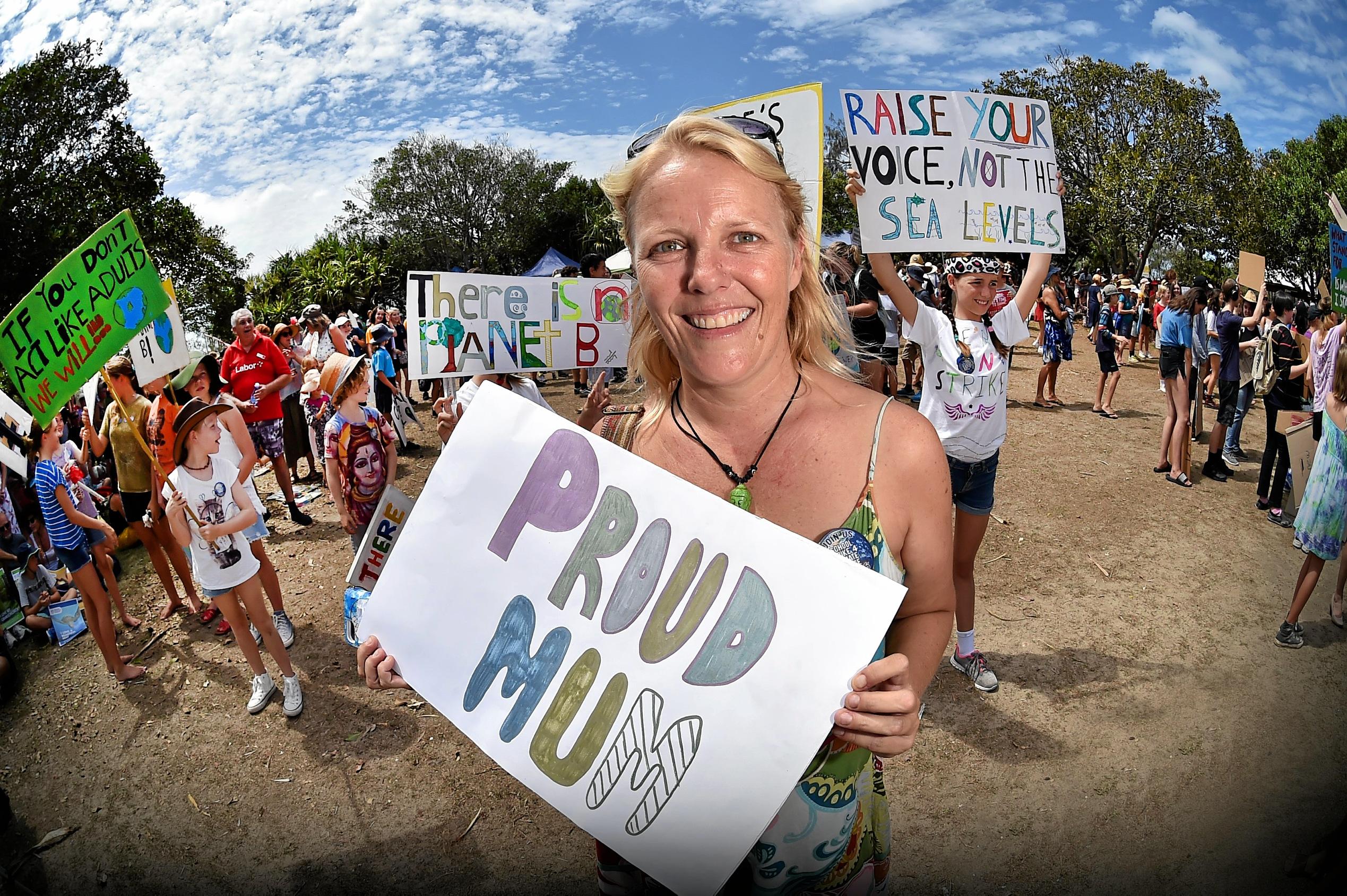 School students and community members gather at Peregain Beach to tell our politicians to take all them seriously and start treating climate change for what it is: a crisis and the biggest threat to our generation and gererations to come. Jenny Oakley. Picture: Patrick Woods