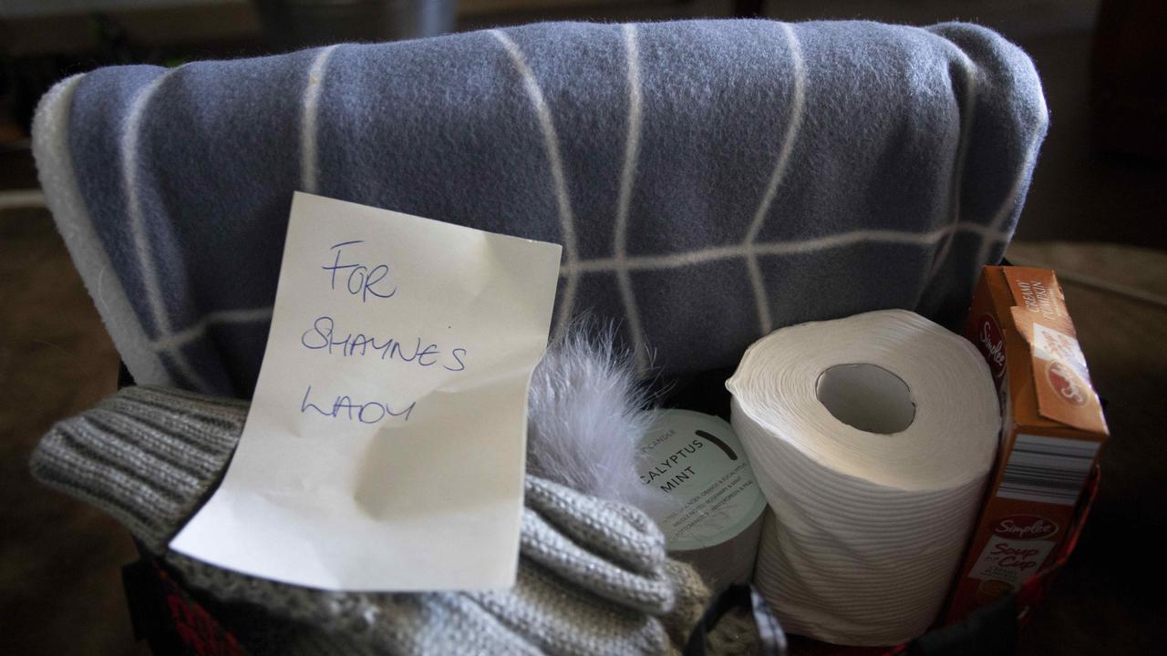 The local church packed its own care package for CFA volunteer Shayne O’Dwyer, which he collected during his welfare checks. Picture: Arsineh Houspian