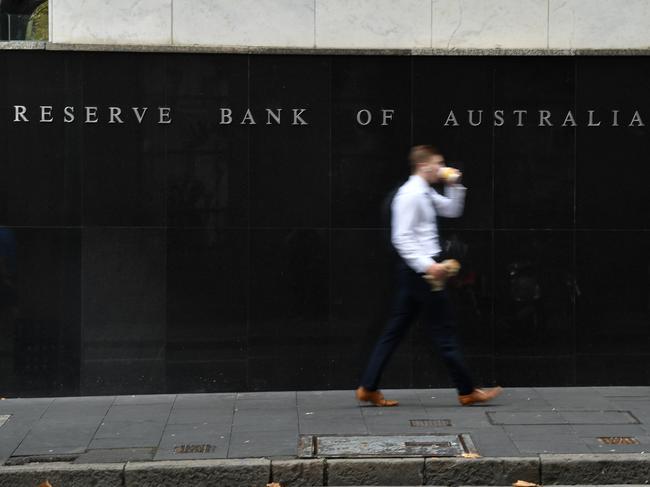 A pedestrian passes the Reserve Bank of Australia (RBA) in Sydney. Picture: Joel Carrett