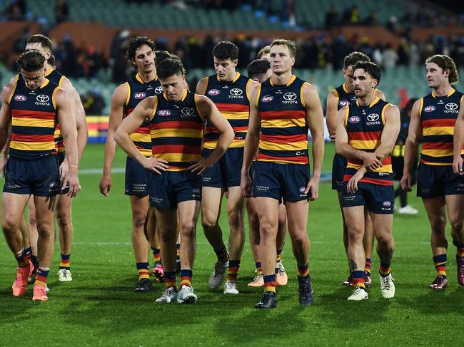 Dawson and the Crows trudge off on Thursday night. Picture: Mark Brake/Getty Images