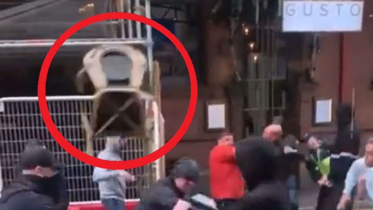 Manchester United and Leeds fans were fighting in the street ahead of their EPL match.