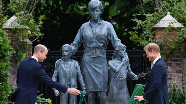 Prince William and Prince Harry, pictured here unveiling a statue they commissioned of their mother Diana, Princess of Wales, on what would have been her 60th birthday on July 1, last year. Picture: Getty Images