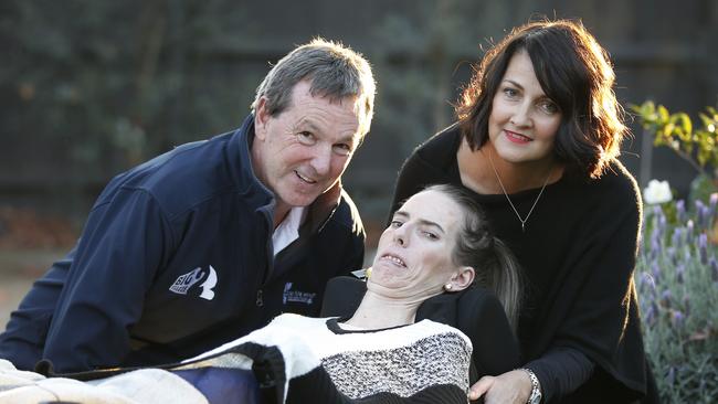 MND sufferers Neale Daniher, Ange Cunningham and Catherine Baker. Picture: David Caird