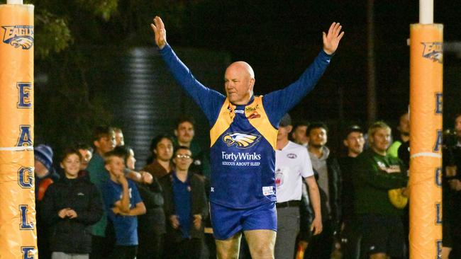 Andrew Jarman celebrates one of his five goals. Picture: Brenton Edwards