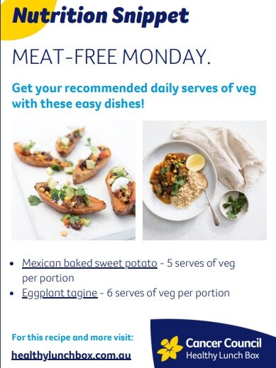 Another encourages kids to adopt “meat-free Mondays”.