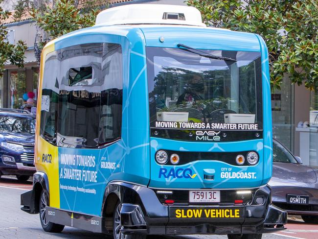 The new autonomous  Smart Shuttle  operating at Main Beach.  Picture: Jerad Williams