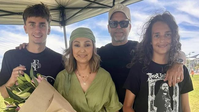 Mirella Smith with sons Christian (left) and Charlie, and husband Rick. Picture: Supplied