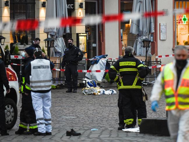 A baby was among five people killed and 15 injured when a car tore through a pedestrian shopping street in the southwestern German city of Trier. Picture: AFP