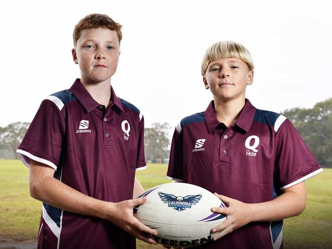 Rising rugby league talent Fletcher Clark and Kodi Lambert. Picture: Patrick Woods.