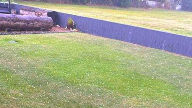 Hail at Caboolture on Thursday afternoon.