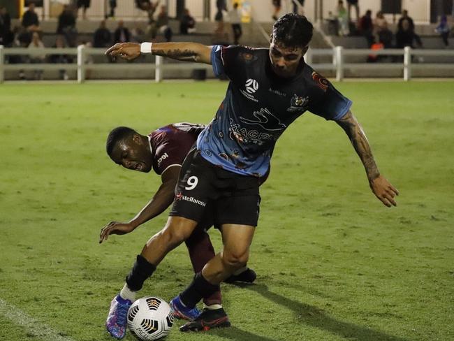 Kyren Walters during the Magpies Crusaders 3-1 loss to Edge Hill in the FFA Cup. Picture: MCU