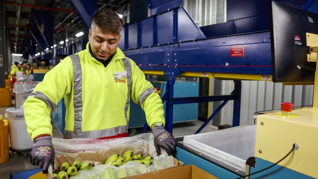 Coles’ customer fulfilment centre in Melbourne. Politicians have called for a break-up of warehousing and retailing. Picture: Martin Keep