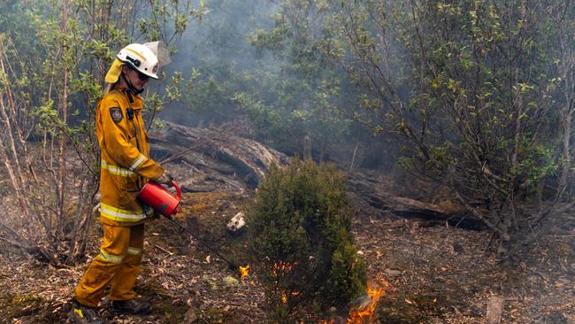 Fire tears through hectares of bushland at Snug Tiers. Photo: Tasmania Fire Service