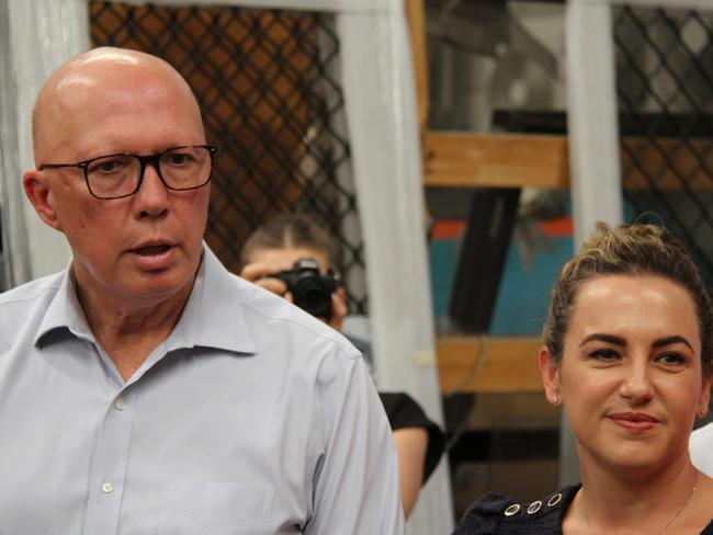 Federal Opposition leader Peter Dutton with NT Chief Minister Lia Finocchiaro in Alice Springs on Wednesday, January 29, 2025. Picture: Gera Kazakov