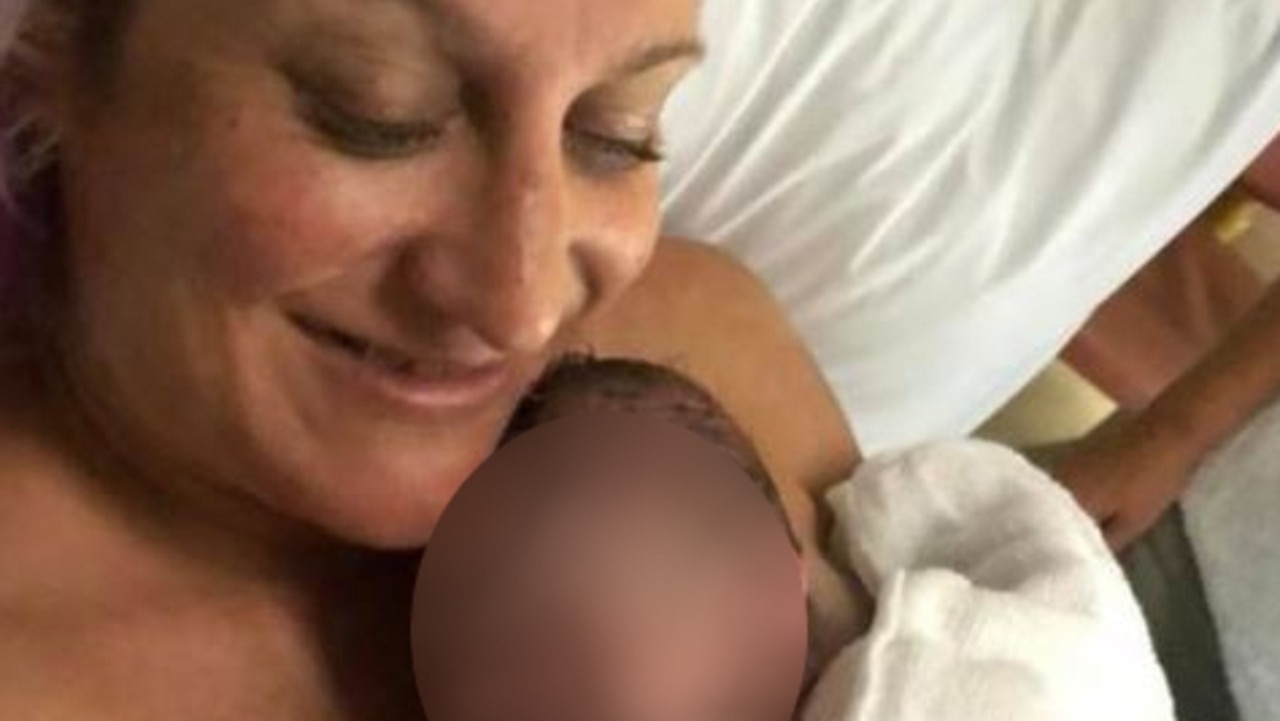 Kristie Powell gave birth to baby boy in May. Picture: Facebook