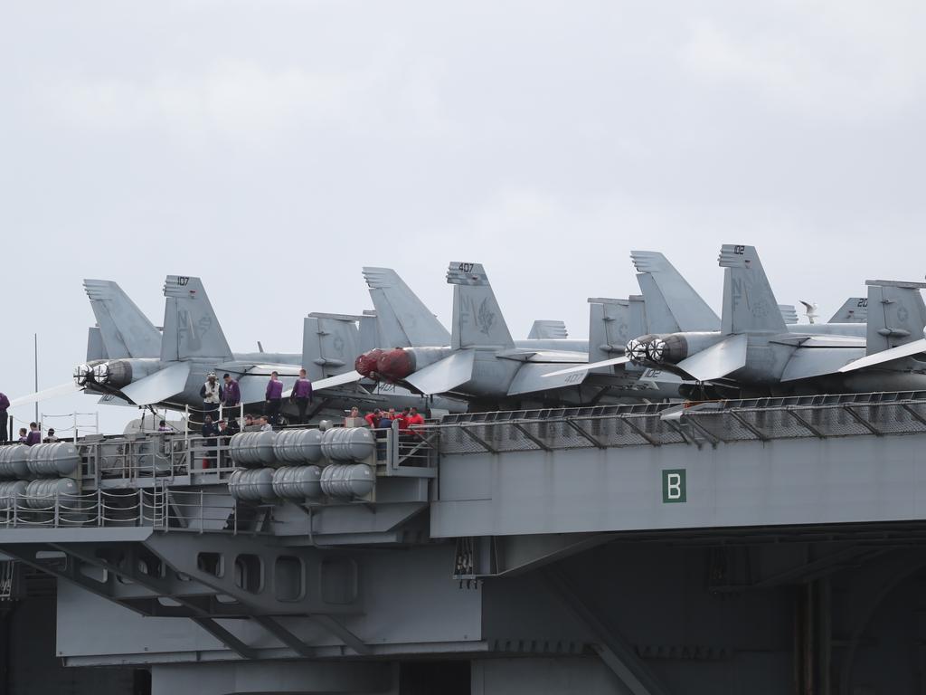 The USS Ronald Reagan arrives in Brisbane. Pic Peter Wallis